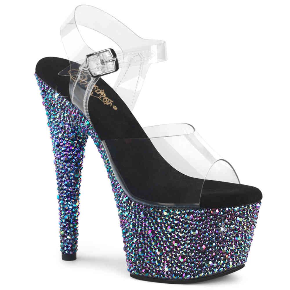 Pleaser - BEJEWELED708MS Sandale à bride à la cheville - Transparent/Noir Product image